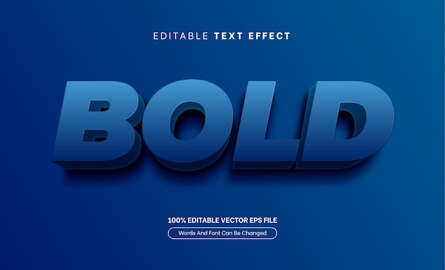 Editable blue bold display 3d text effect style blue with gradient