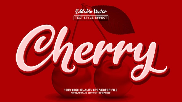 editable cherry vector text effect style with red background
