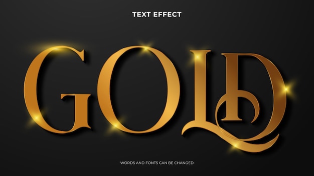 Editable gold style text effect