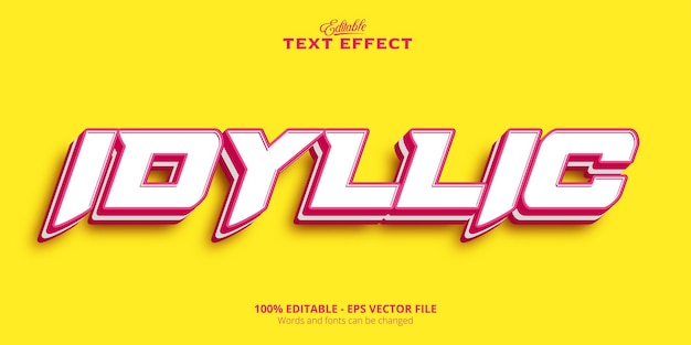Editable Idyllic text effect, Yellow Background;