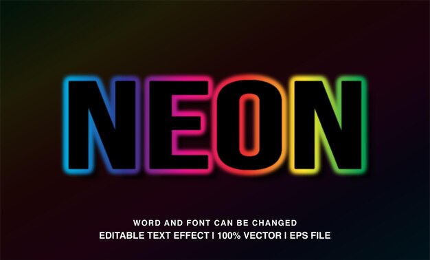 editable rainbow color neon light typeface