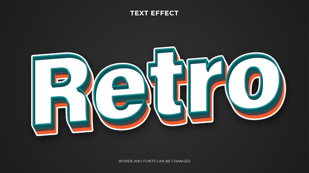 Editable retro text effect, 3d text effect
