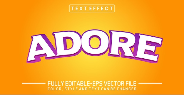 Editable text effect 3D Adore text effect