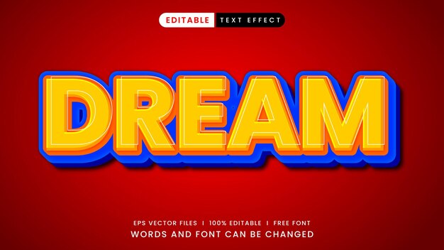 Editable text effect 3d dream style