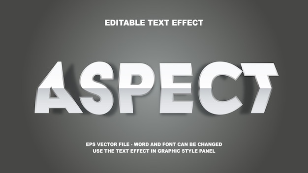 editable text effect aspect 3d vector template