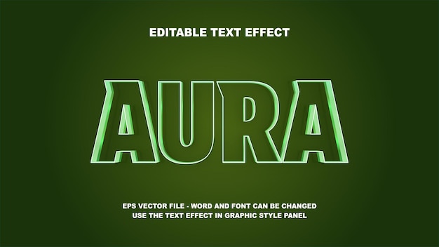 Editable Text Effect Aura 3D Vector Template