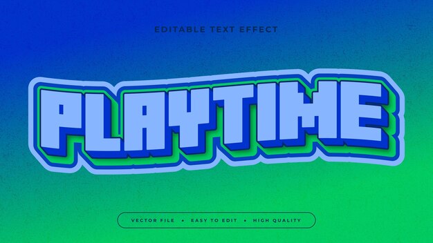 Editable text effect Blue playtime text on gradient green background