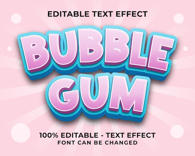 editable text effect bubble gum 3d text effect with pink background
