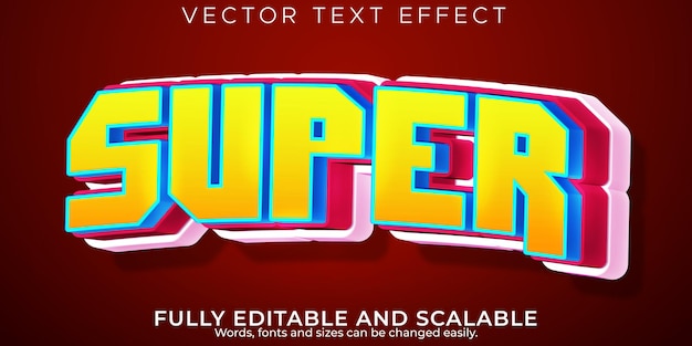 editable text effect cartoon, 3d superhero and comic font style