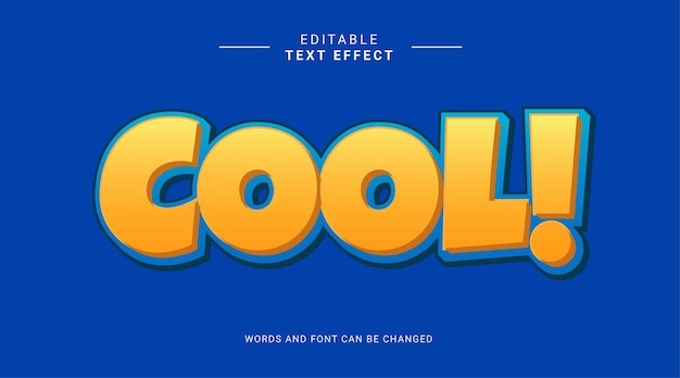 Editable text effect cool yellow blue color bold concept
