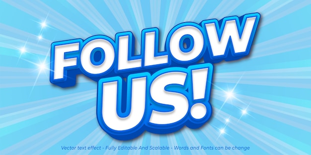editable text effect follow us 3d effect text style concept