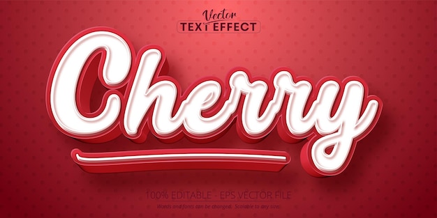 Editable text effect Fruit Cherry 3d Traditional Cartoon template style