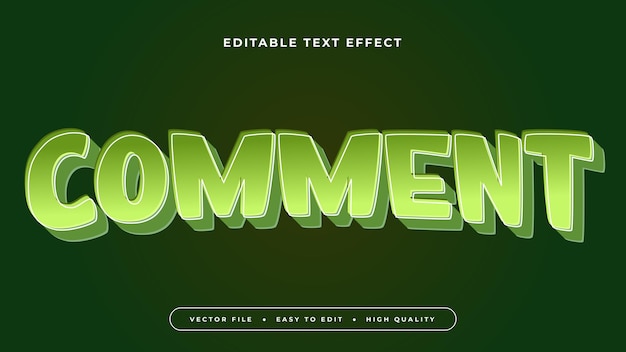 Editable text effect Glow green comment text on dark green background