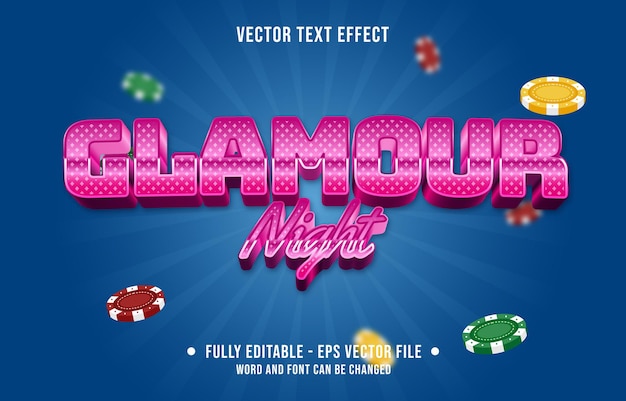 Editable text effect gradient color casino background style font effect template