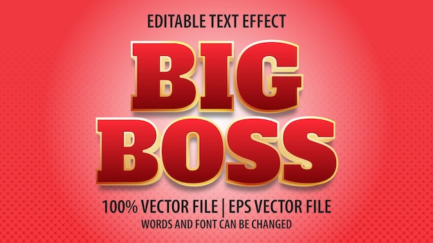 editable text effect modern 3d big boss and minimal font style