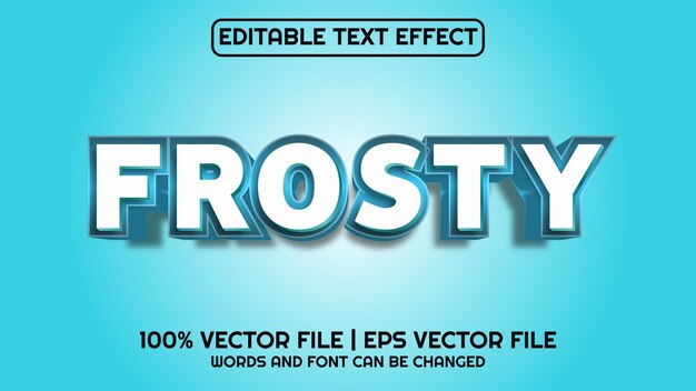 Editable text effect modern 3d FROSTY and minimal font style