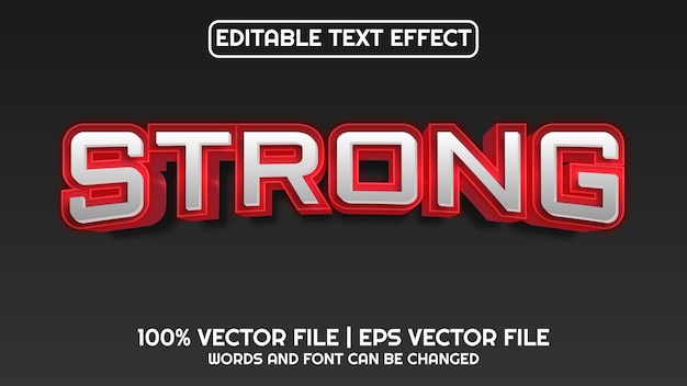 Editable text effect modern 3d strong and minimal font style