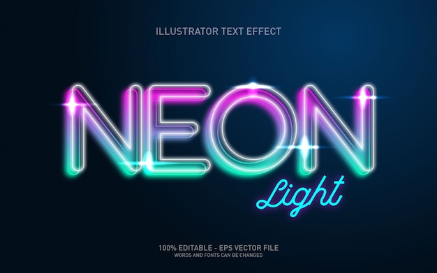 editable text effect, neon light style illustrations