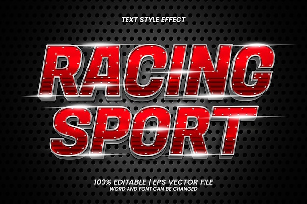 editable text effect racing sport 3d style