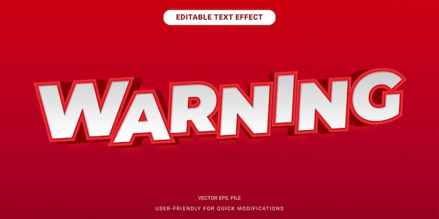 editable text effect red gradient warning template vector