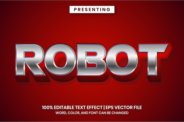 Editable text effect - silver chrome metallic style