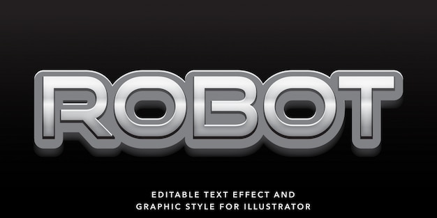 editable text effect   silver robot style