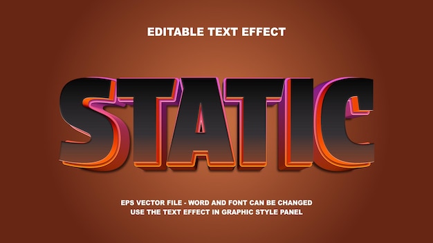 editable text effect static 3d vector template