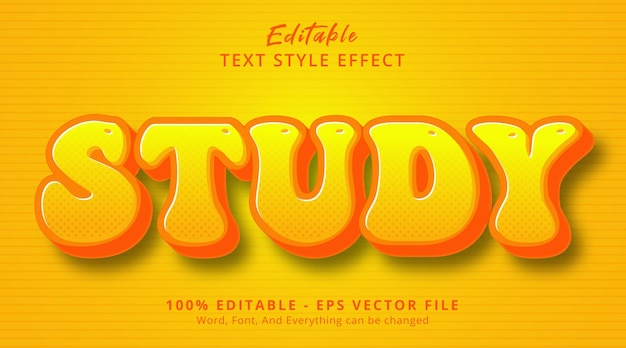 Editable text effect, Study text on headline comic style effect