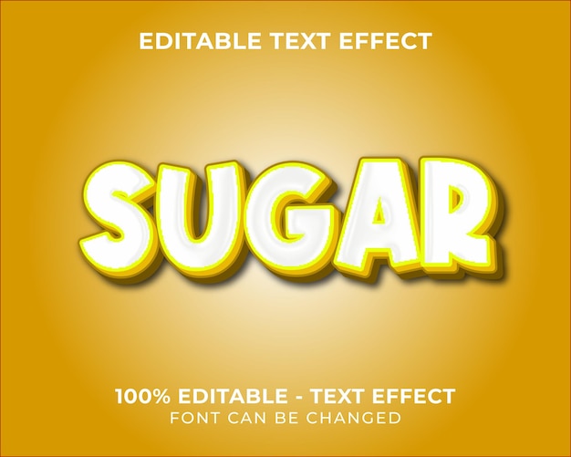 editable text effect sugar 3d text effect with yellow background