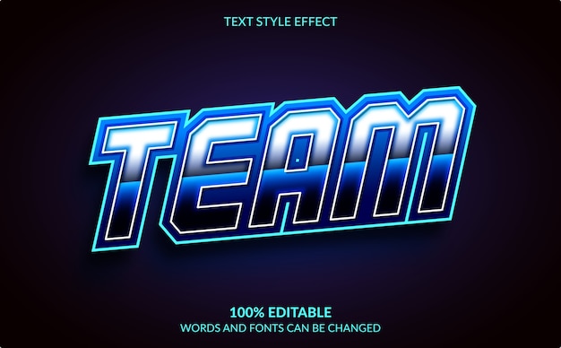 editable text effect, team text style