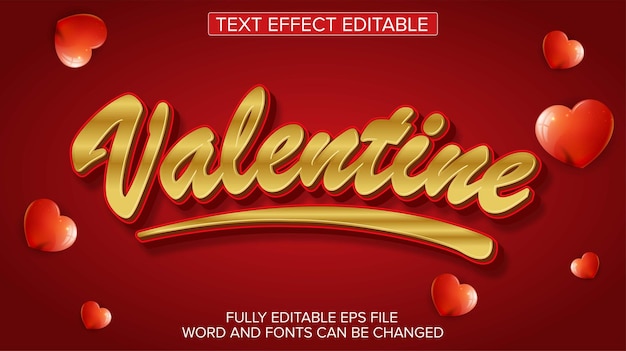 editable text effect valentines day vector