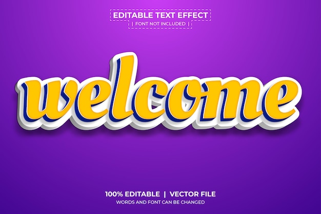 Editable text effect welcome title style