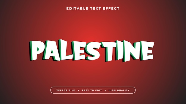 editable text effect white palaestine text on dark red color background