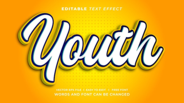editable text effect youth 3d style