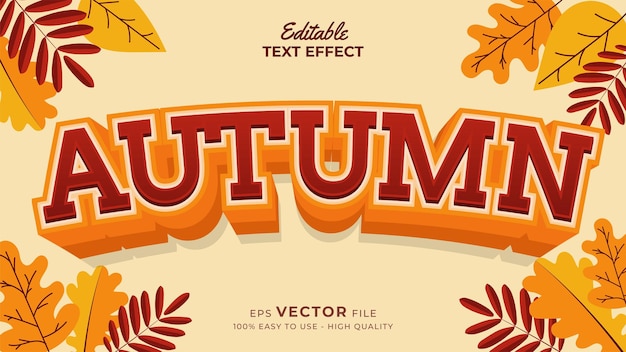 editable text style effect autumn text with maple leaves illustration