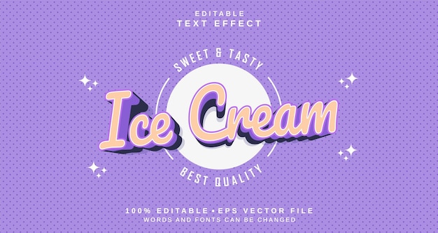 Editable text style effect Ice Cream text style theme