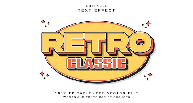 Editable text style effect Retro Classic text style theme