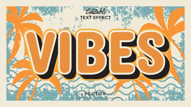 editable text style effect retro summer text in grunge style theme