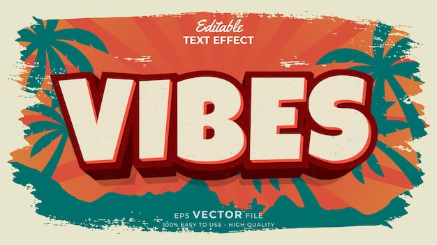 editable text style effect retro summer text in grunge style theme