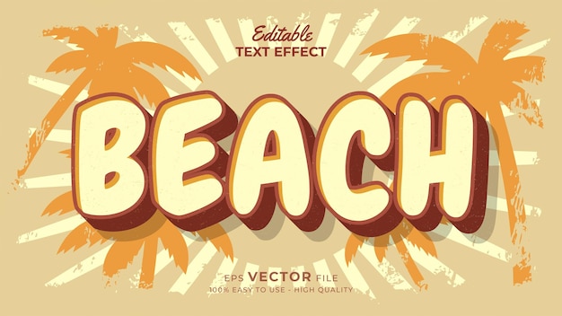 Editable text style effect retro summer text in grunge style theme