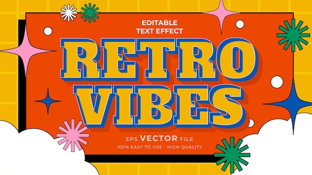 Editable text style effect summer retro old school cartoon text in groovy style theme