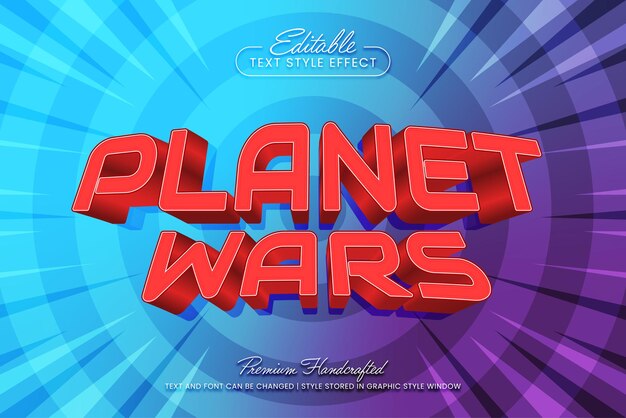 editable vector text effect graphic style planet wars 3d vector headline and title template