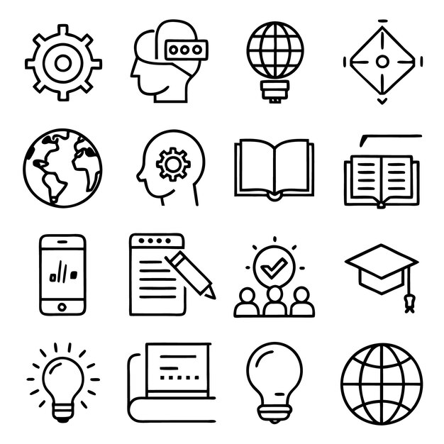 Education and Elearning Icons Set Collection Vector Illustration