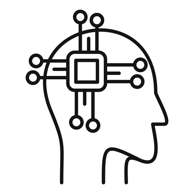 Education smart brain icon Outline education smart brain vector icon for web design isolated on white background
