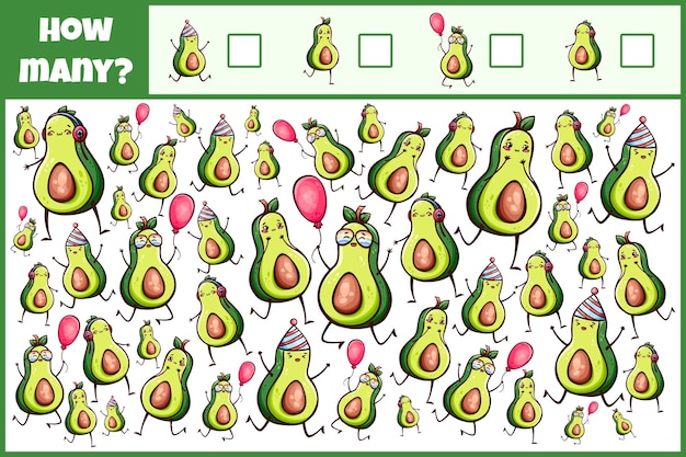 Educational mathematical game. Count the objects. Count how many objects. Counting game for children