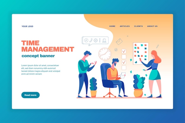 Effective time management banner illustration