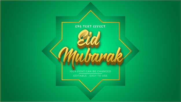 eid mubarak 3d text effect on green gradient background basic rgb with polygon