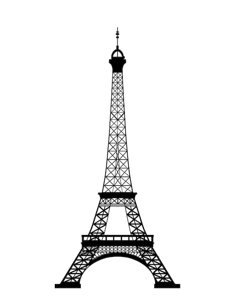 Eiffel Tower vector illustration black silhouette Isolated on white background