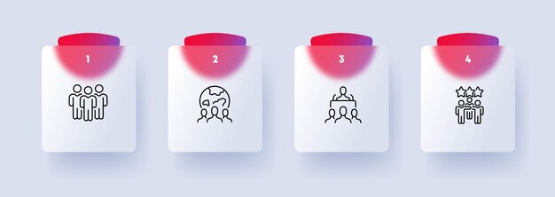 Election process icon set Voting booth ballot candidates democracy civic participation Voting Glassmorphism style Vector line icon for Business and Advertising