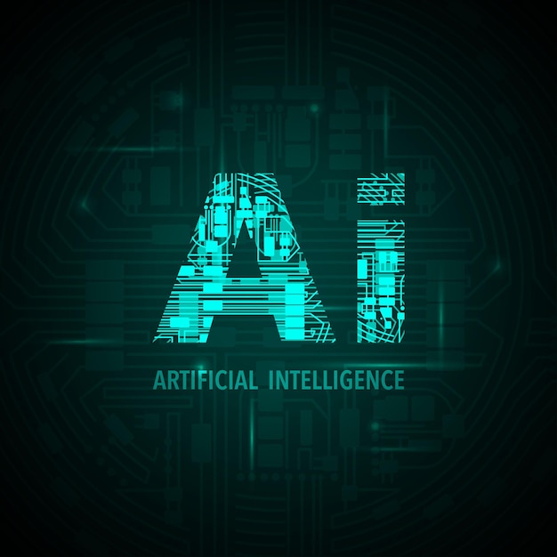 Electric circuit Ai green background